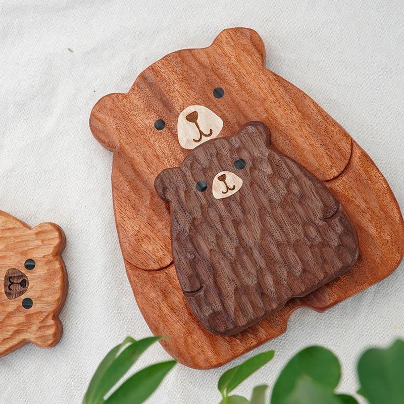Little Paws Handcrafted Solid Walnut Coaster Set