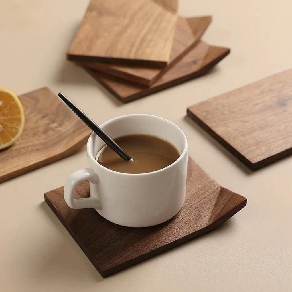 Little Roll Solid Walnut Coaster Set (Set of 4)