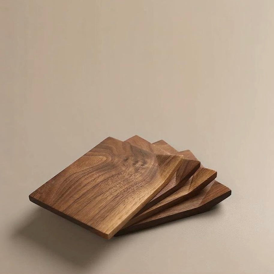 Little Roll walnut coaster set made from natural wood
