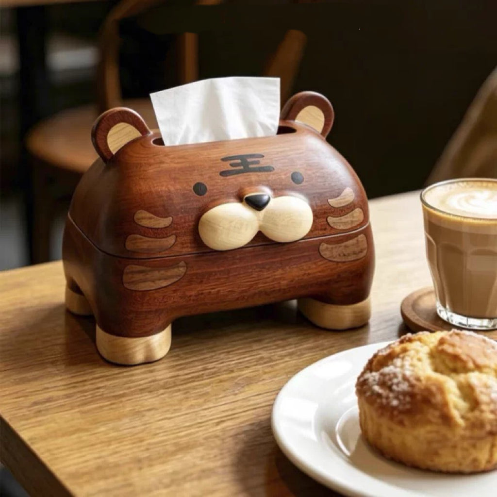 Little Tiger Solid Wood Tissue Box