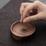 Solid walnut incense burner for home relaxation and meditation