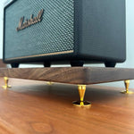 Low rise wooden speaker stand made from natural walnut wood