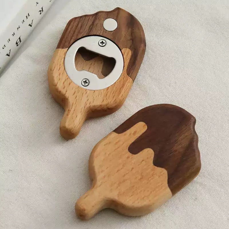 Melty Solid Wood Bottle Opener & Fridge Magnet