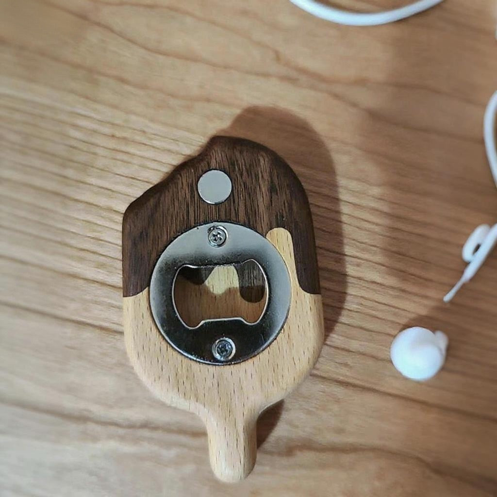 Melty wooden bottle opener made from natural solid wood