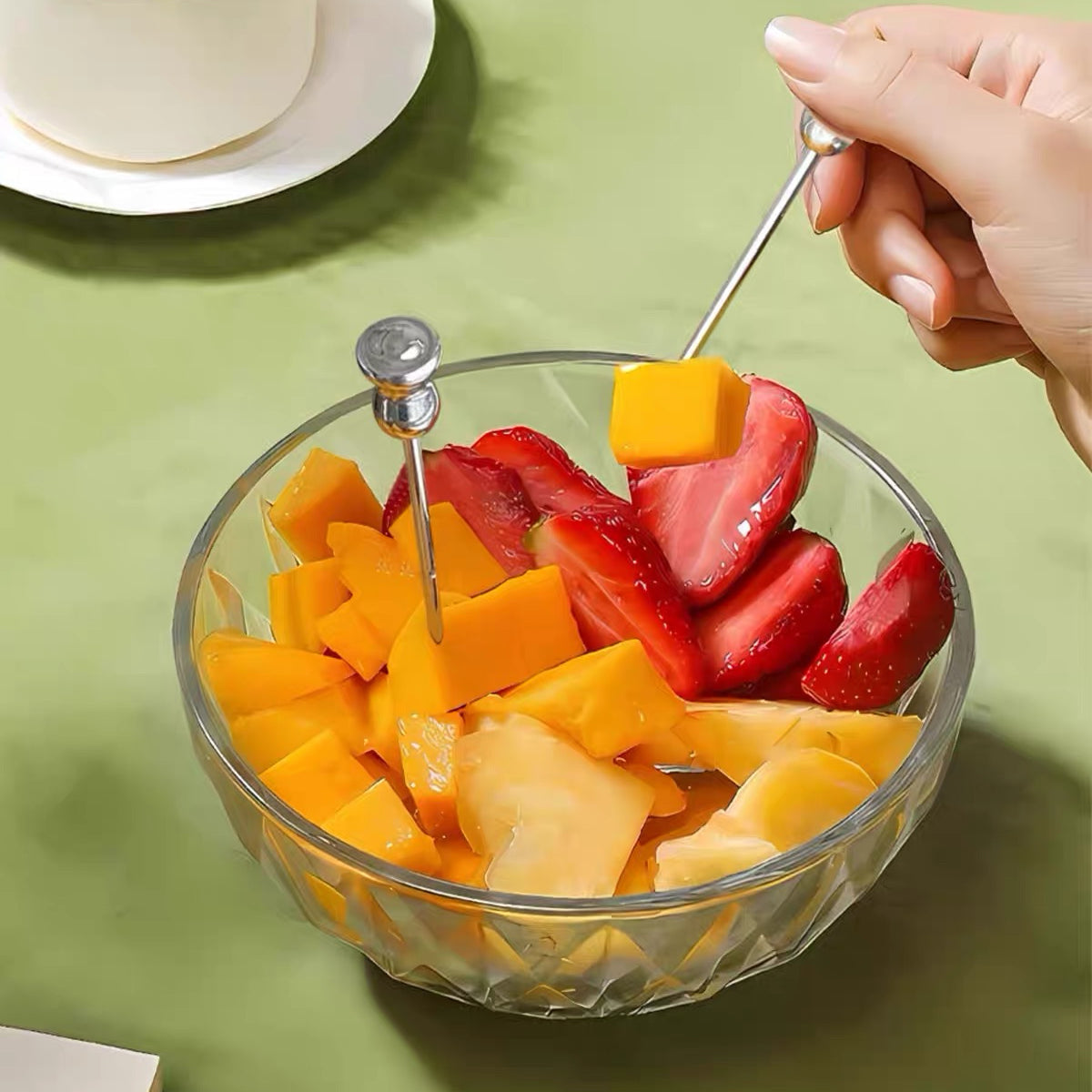 Minimalist fruit fork set for home dining and entertaining