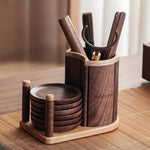 Minimalist solid wood tea set for home and tea rituals