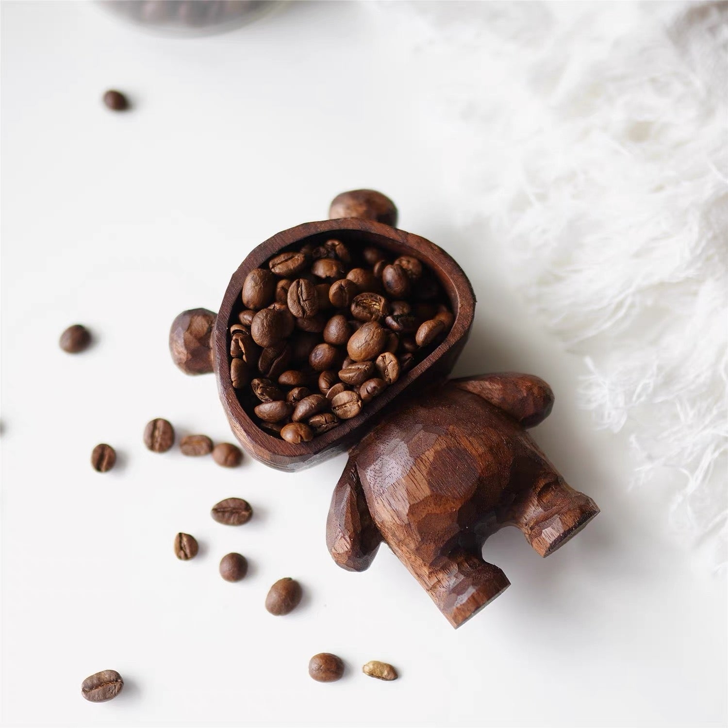 Minimalist walnut coffee spoon for home brewing setup