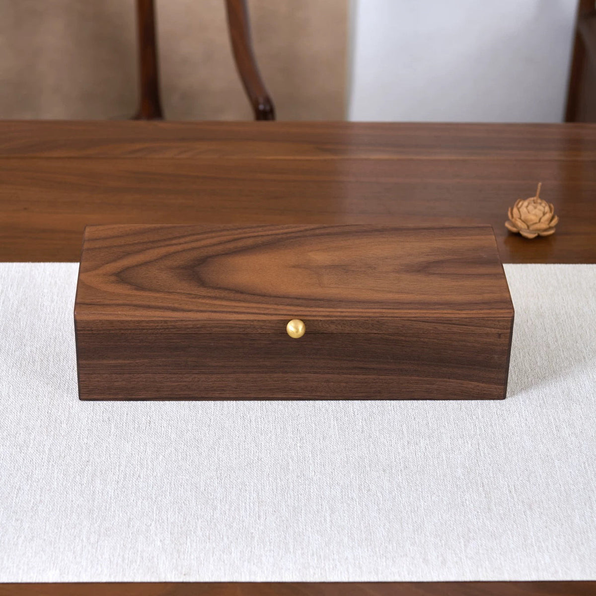 Minimalist walnut compartment box for small items and accessories