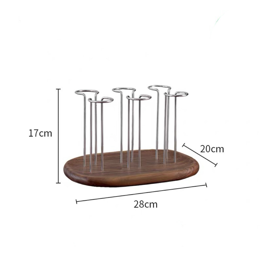 Minimalist walnut cup organizer for mugs and drinkware
