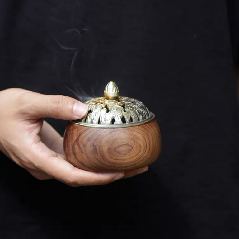 Minimalist walnut incense holder for bedroom and living room decor