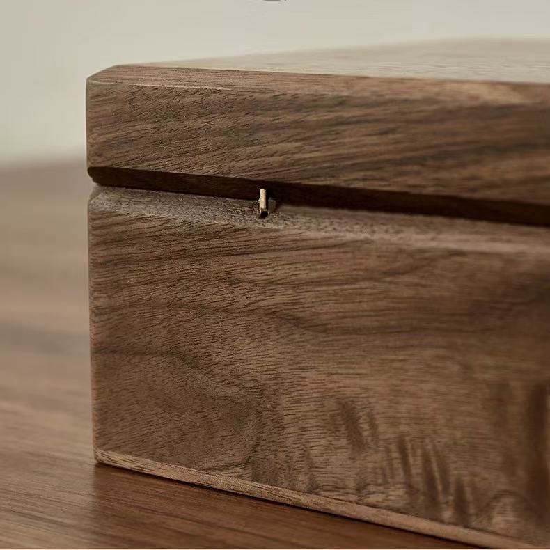 Minimalist walnut keepsake box for home and office use