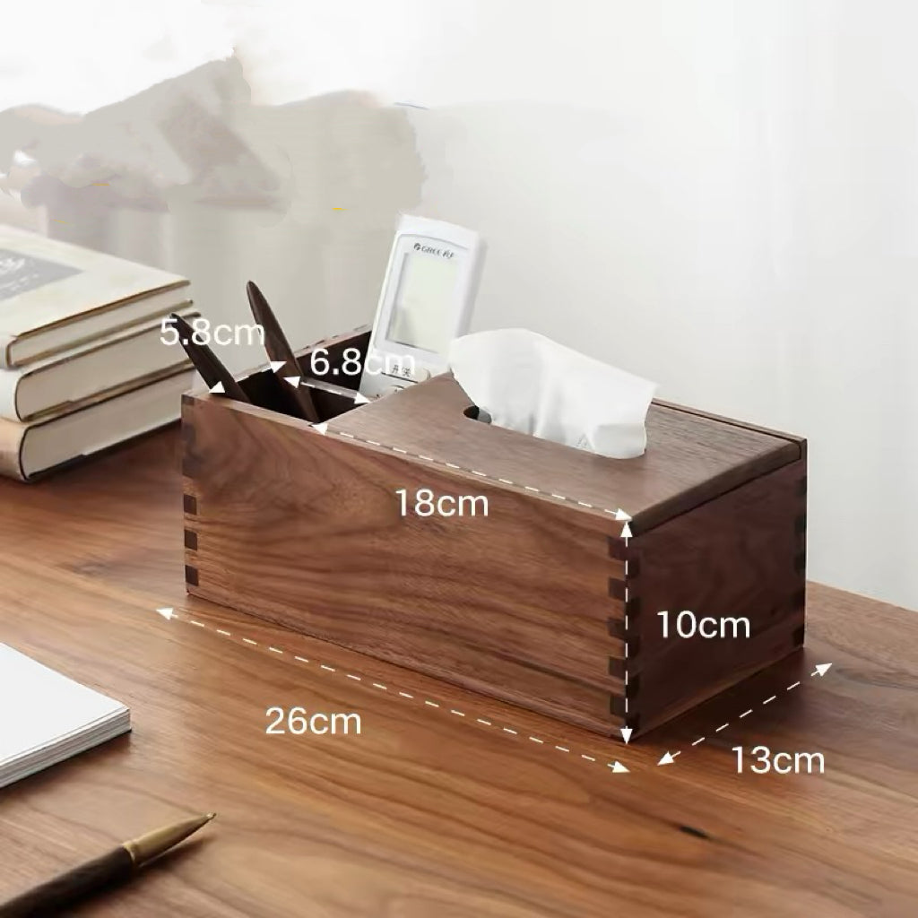 Minimalist walnut organizer for living room and tabletop use