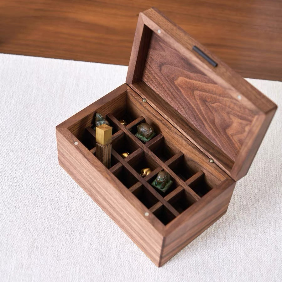 Minimalist walnut organizer for small items and accessories