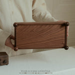 Minimalist walnut record display shelf for home decor