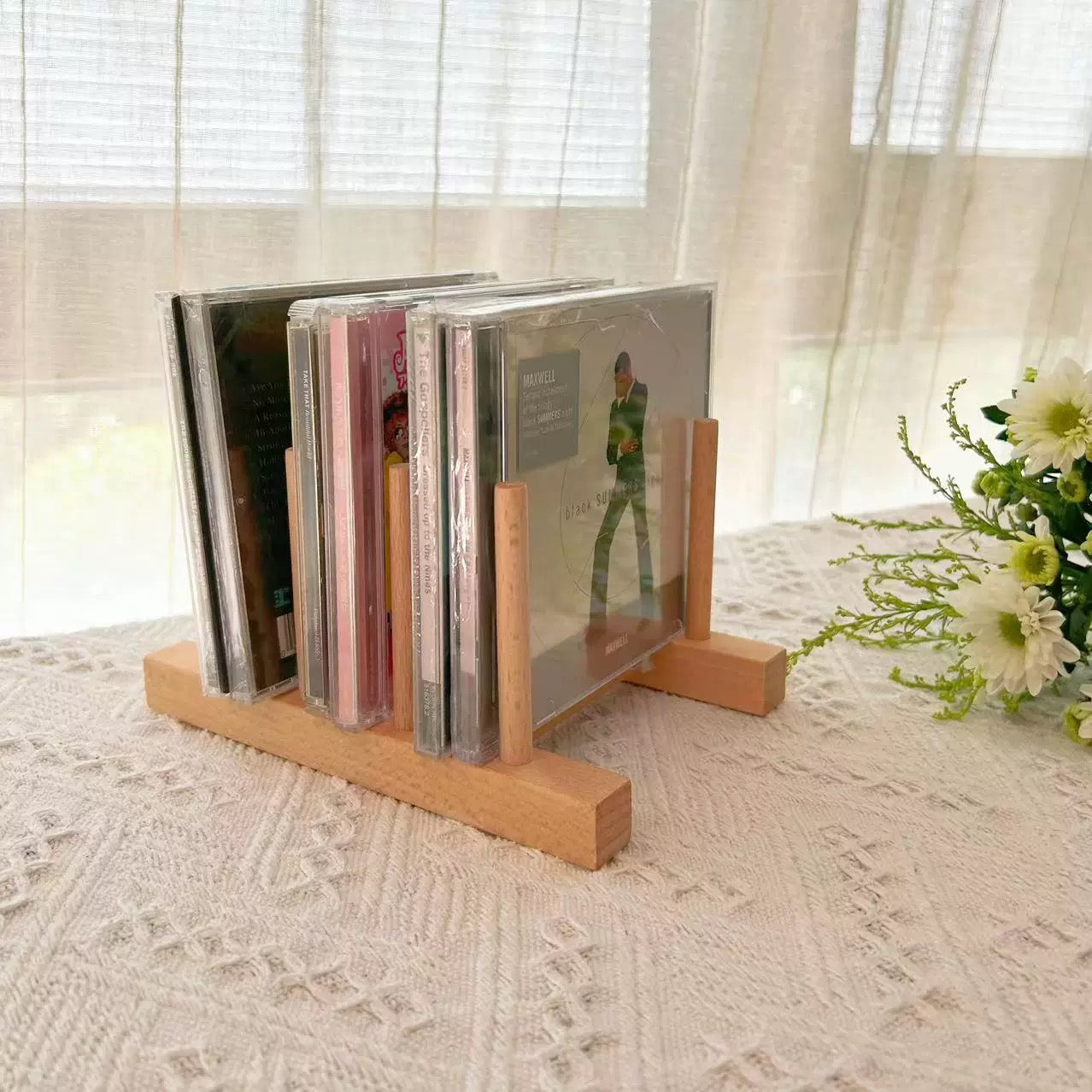 Minimalist wooden album display shelf for home and office