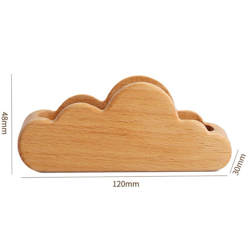 Minimalist wooden business card stand for professional workspace
