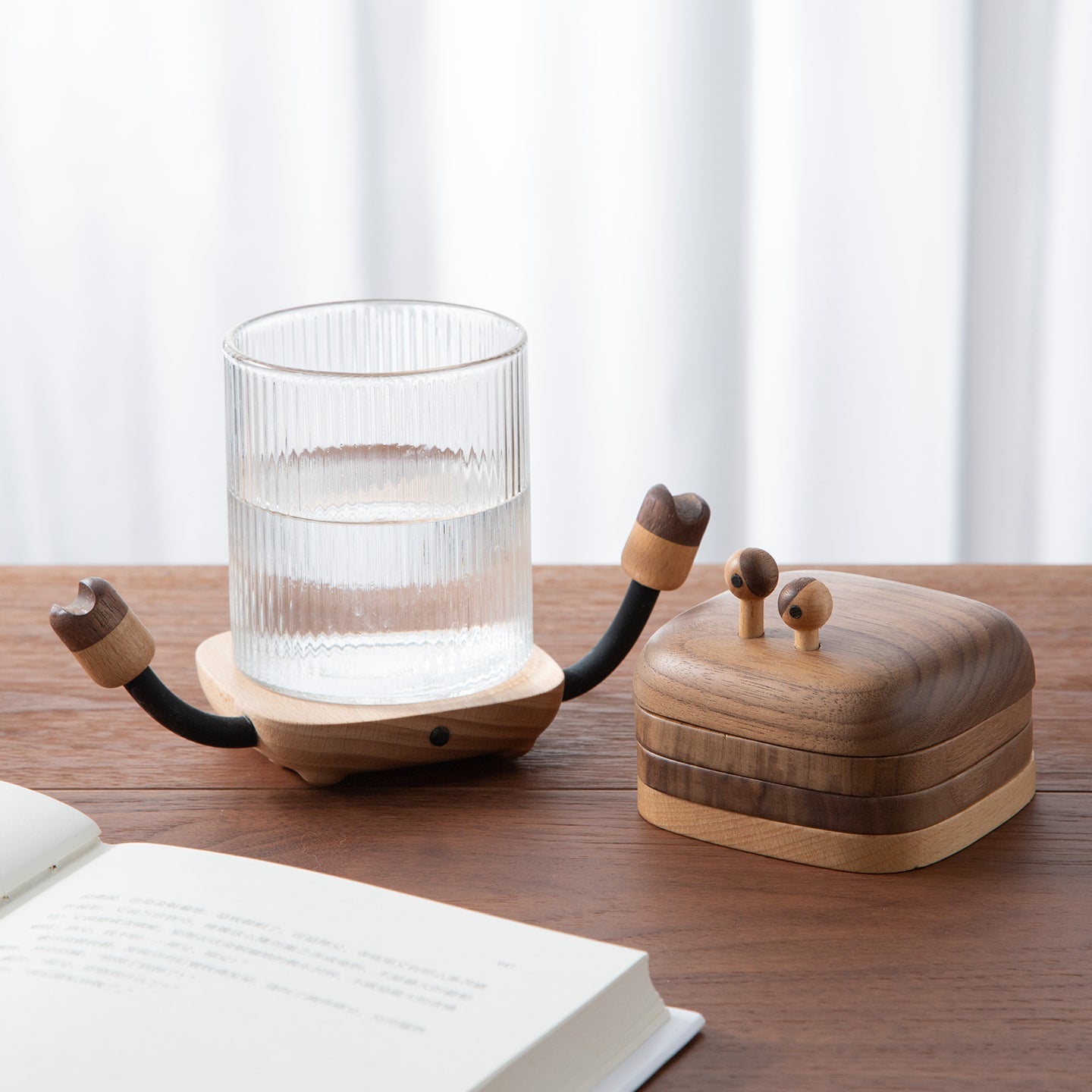 Minimalist wooden coaster set for cups mugs and beverages
