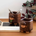 Minimalist wooden pen holder for office and workspace use