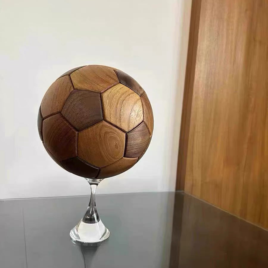 Minimalist wooden soccer model for desk and home decor