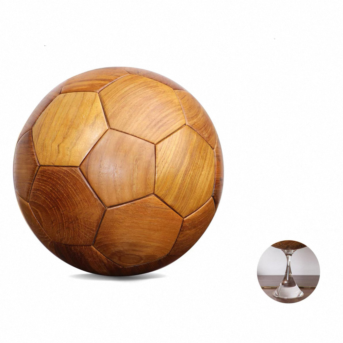 Minimalist wooden soccer ornament for sports lovers