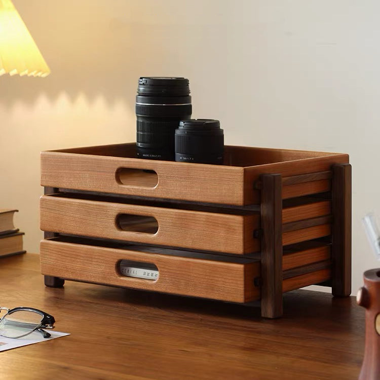 Minimalist wooden storage tray for accessories and essentials
