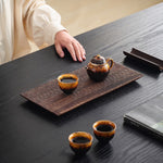 Minimalist wooden tea tray for home and tea ceremony
