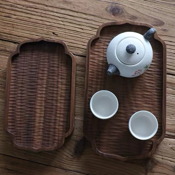 Minimalist wooden tray for drinks snacks and refreshments
