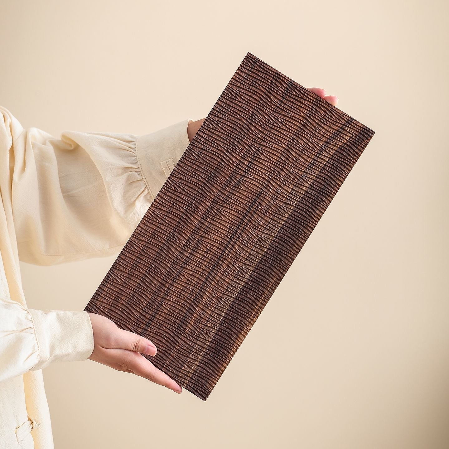 Modern solid walnut tray with refined decorative design