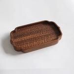 Modern walnut serving tray with organic flowing shape