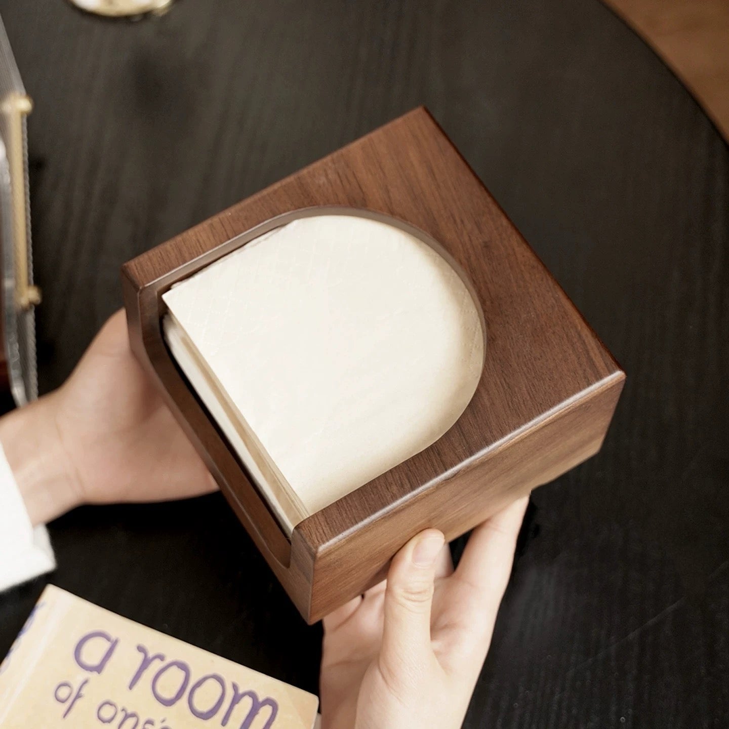 Modern wooden tissue box cover for home interiors