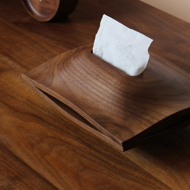 Modern wooden tissue box organizer for tabletop decoration