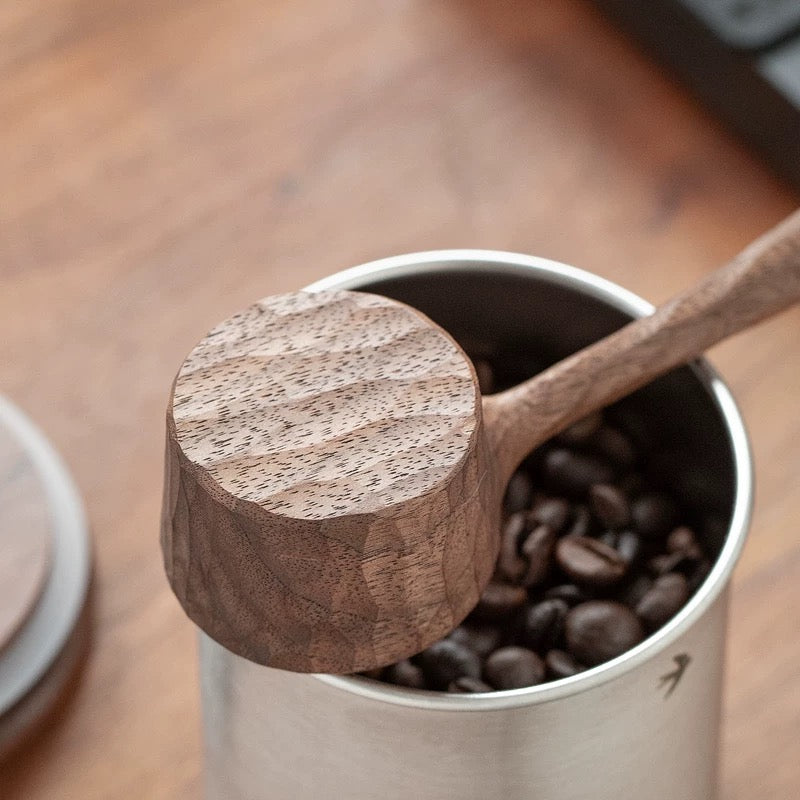 Morning scoop wooden coffee spoon made from natural walnut wood