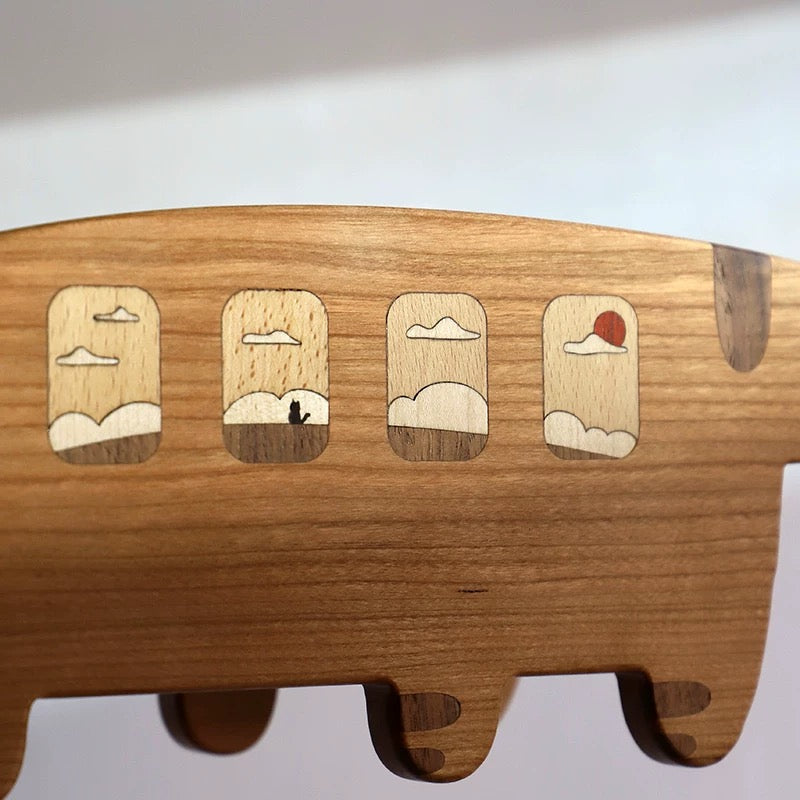 Natural cherry wood organizer with smooth grain finish