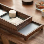 Natural walnut tea tray with elegant wood grain finish