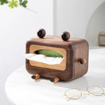 Natural walnut tissue box cover with smooth grain finish