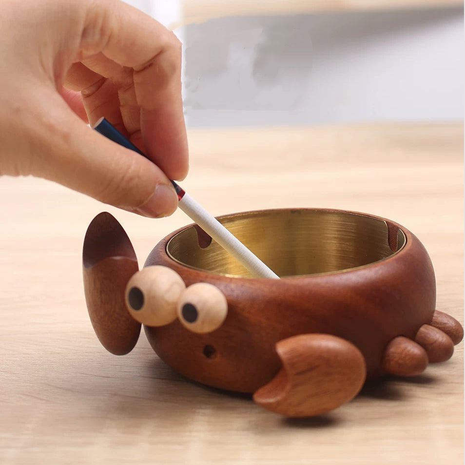 Natural wood ashtray with smooth grain finish