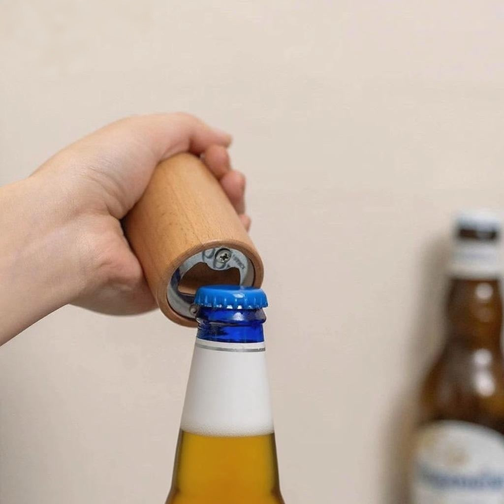 Natural wood bottle opener for home bar accessories