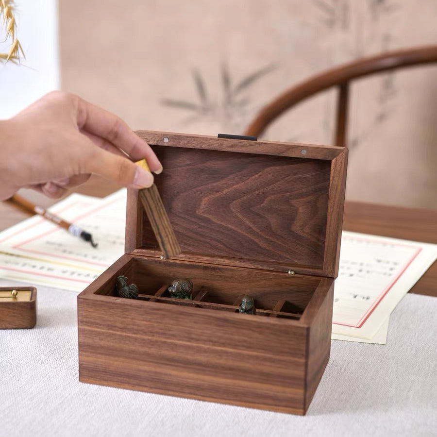 Natural wood box with smooth walnut grain finish