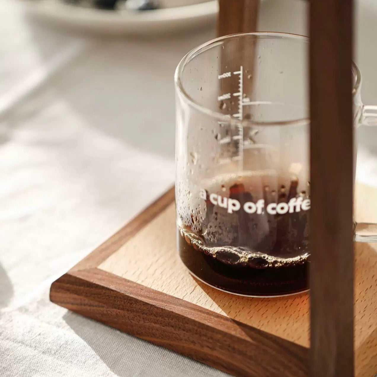 Natural wood coffee dripper holder with smooth walnut grain finish