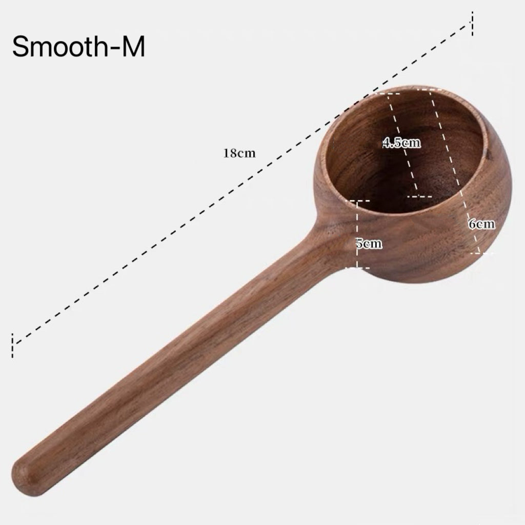 Natural wood coffee spoon with smooth walnut grain finish