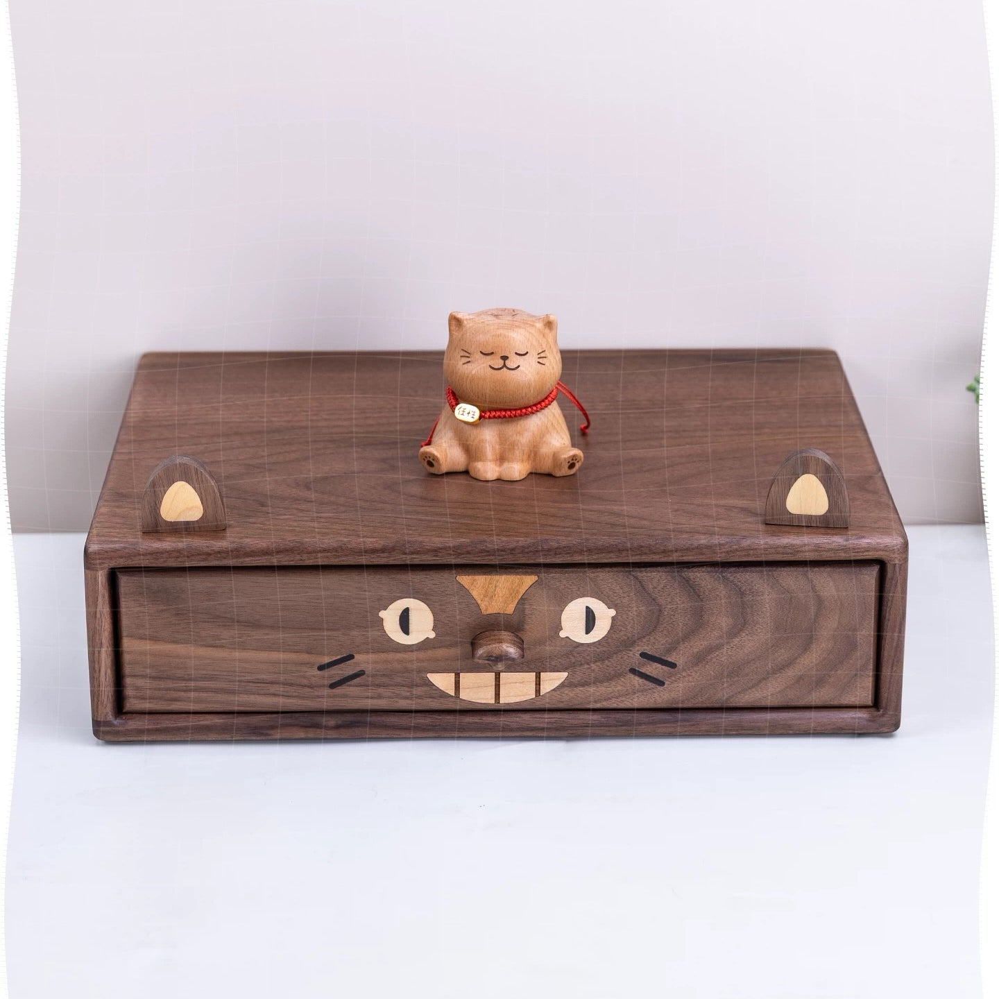Natural wood desk storage cabinet with smooth grain finish