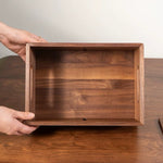 Natural wood desktop organizer with smooth walnut grain finish