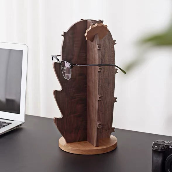 Natural wood eyewear holder with smooth grain finish