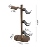 Natural wood headset holder with smooth walnut grain finish