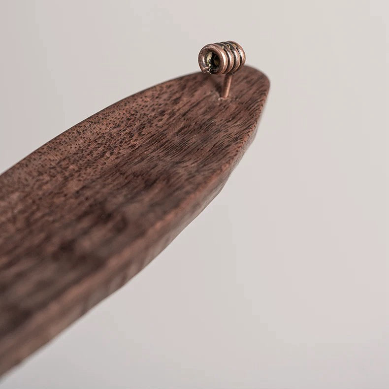 Natural wood incense tray with smooth walnut grain finish