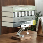 Natural wood phone and tablet stand with smooth grain finish