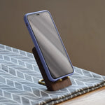 Natural wood phone holder with smooth walnut grain finish