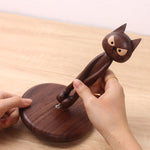Natural wood standing tissue holder with smooth grain finish