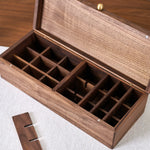 Natural wood storage box with smooth walnut grain finish