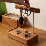 Natural wood valet stand with smooth grain finish